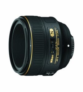 amazon product image of the best Nikon DX portrait lens, the nikon 58mm f1.4G