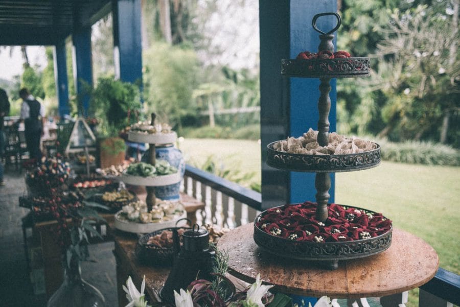 Wedding photography image of small cakes and candies for guests