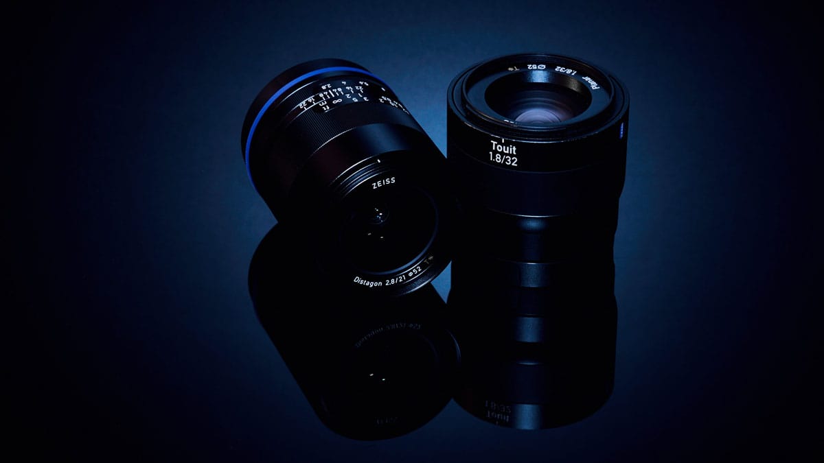 Product photography images of two camera lenses
